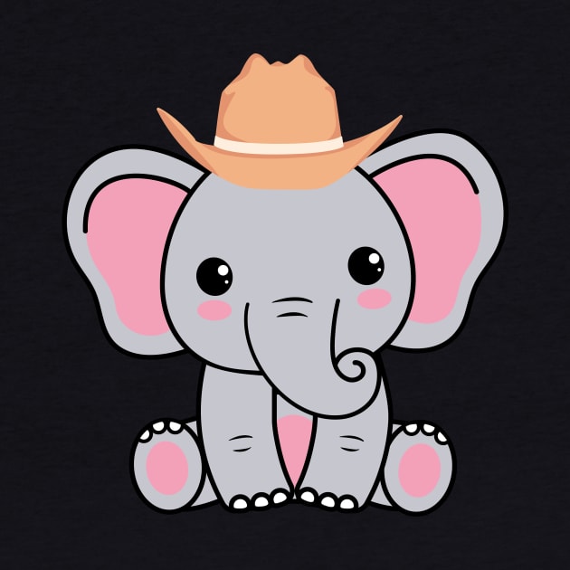 CUTE elephant with cowboy hat by FromottaDesignz